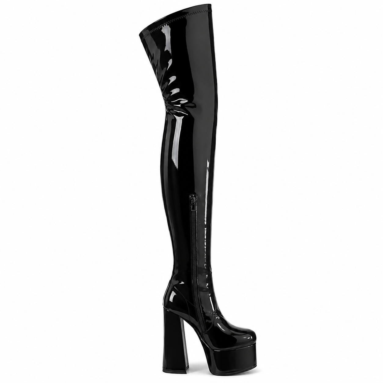 Women's Patent Leather Platform High Heel Boots